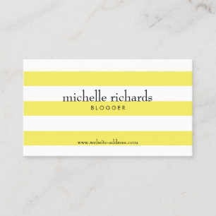 Yellow and White Simply Striped Business Card