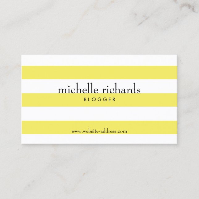 Yellow and White Simply Striped Business Card (Front)