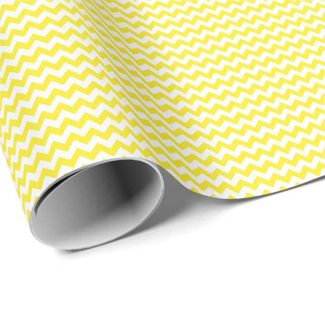 Yellow and White Small Chevron Wrapping Paper (Roll Corner)