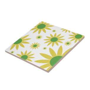 Yellow And White Spring Floral Pattern Daisies Tile