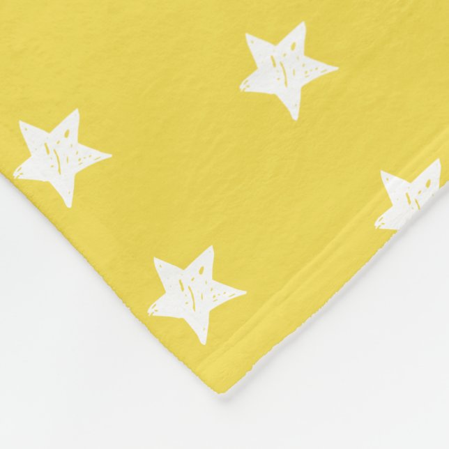Yellow and White Star Pattern Fleece Blanket (Corner)