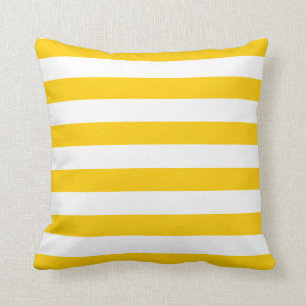 Yellow and White Stripe Pattern Throw Pillow