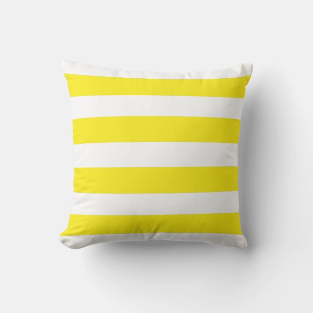 Yellow and White Stripe Polyester Cushion (Front)