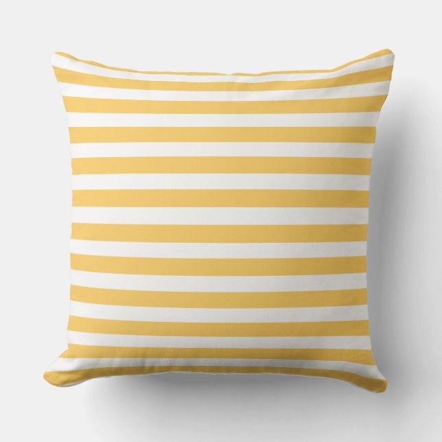 Yellow and White Stripe Throw Pillow (Front)