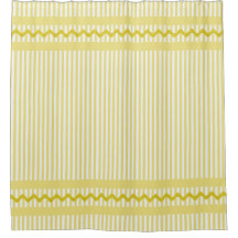 Yellow and White Striped Ticking With Ric Rac Trim