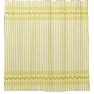 Yellow and White Striped Ticking With Ric Rac Trim