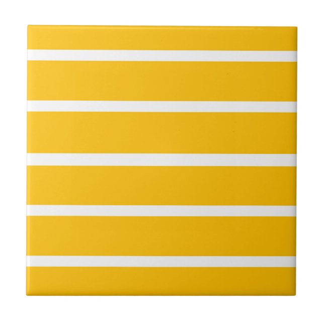 Yellow and White Stripes Design Tile (Front)