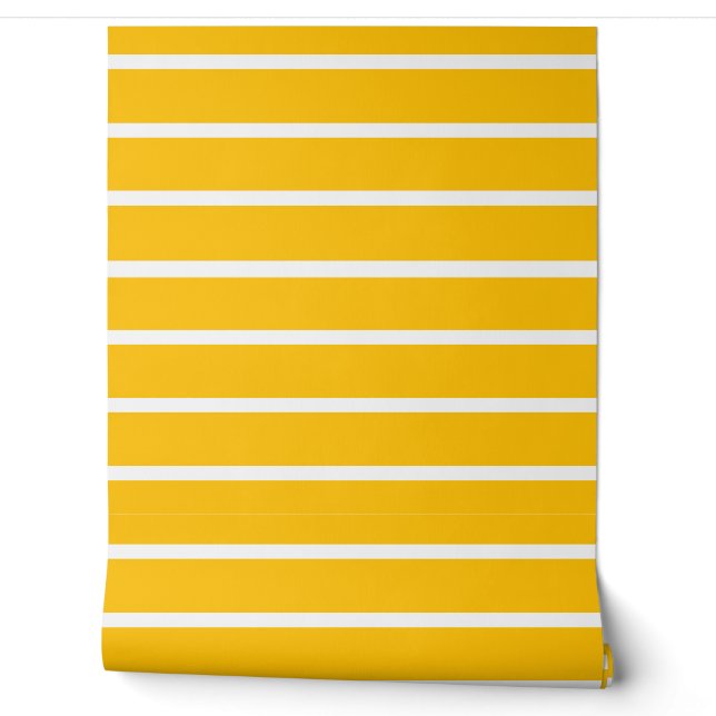 Yellow and White Stripes Design Wallpaper (Unrolling)