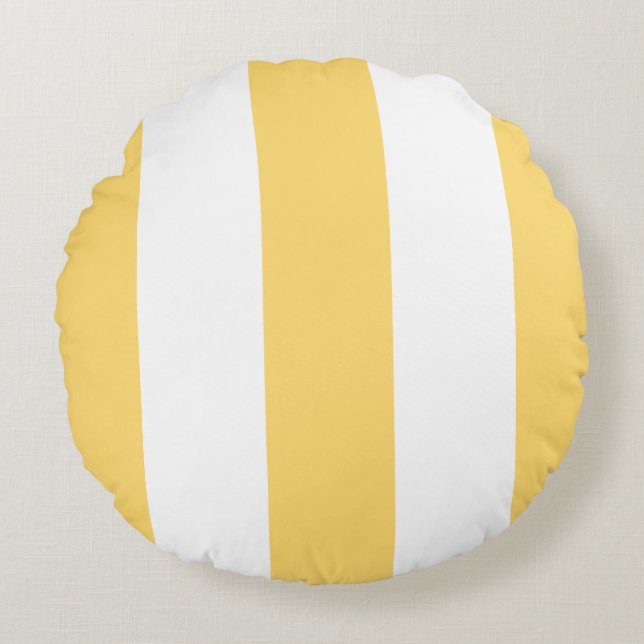Yellow And White Stripes Throw Pillow (Front)