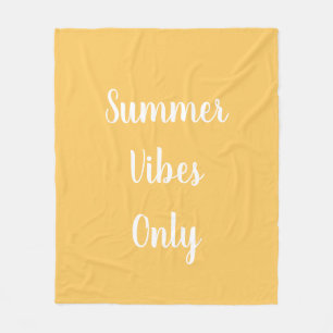 Yellow and White Summer Vibes Only Fleece Blanket