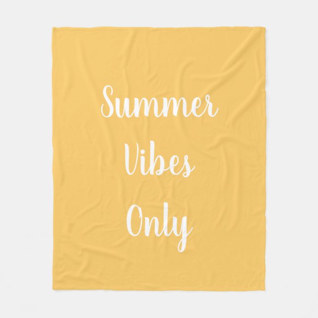 Yellow and White Summer Vibes Only Fleece Blanket (Front)