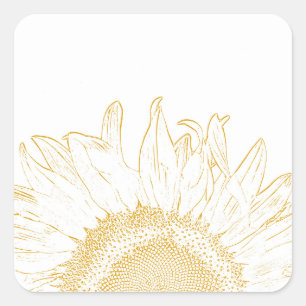 Yellow and White Sunflower Graphic Square Sticker