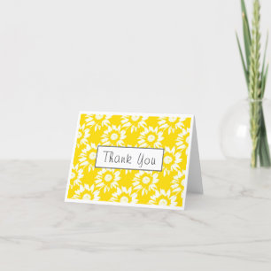 Yellow and White Sunflower Pattern Thank You Card