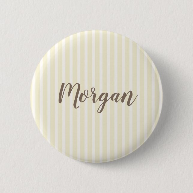 Yellow and White Vertical Stripes 2 Inch Round Button (Front)