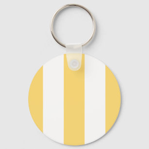 Yellow And White Vertikal Stripes  Keychain
