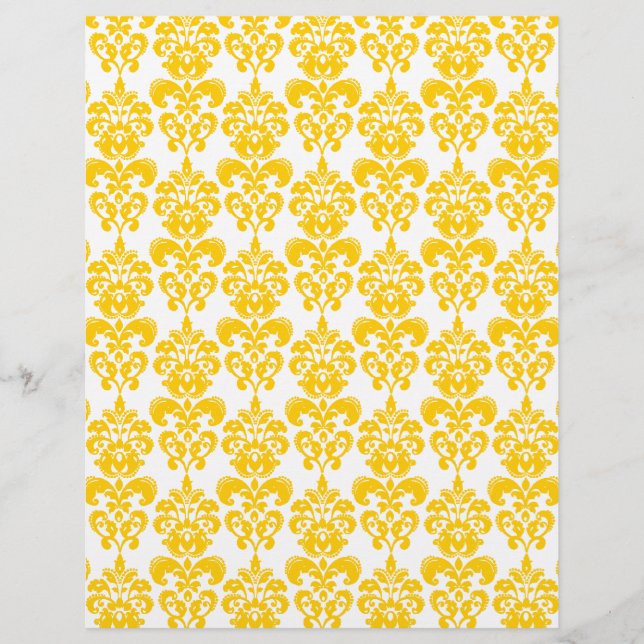 Yellow and White Vintage Damask Pattern 2 (Front)