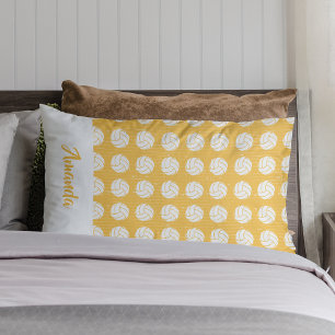Yellow and White Volleyball Pattern Pillowcase