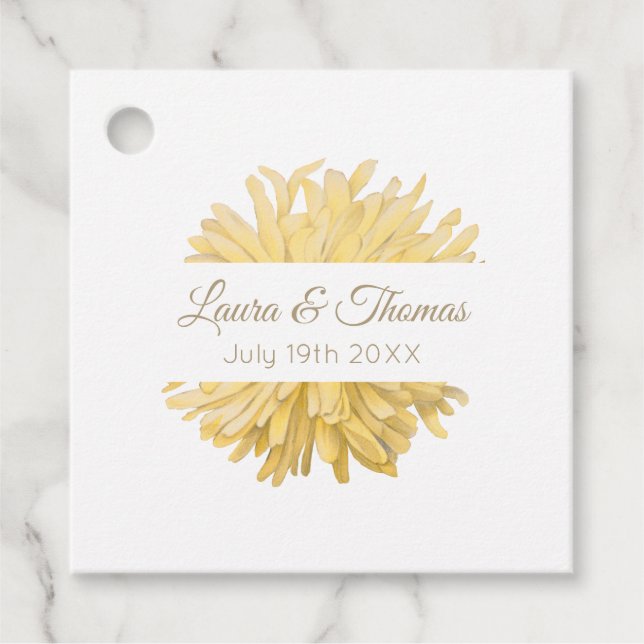 Yellow and White Wedding Favour Tags (Front)