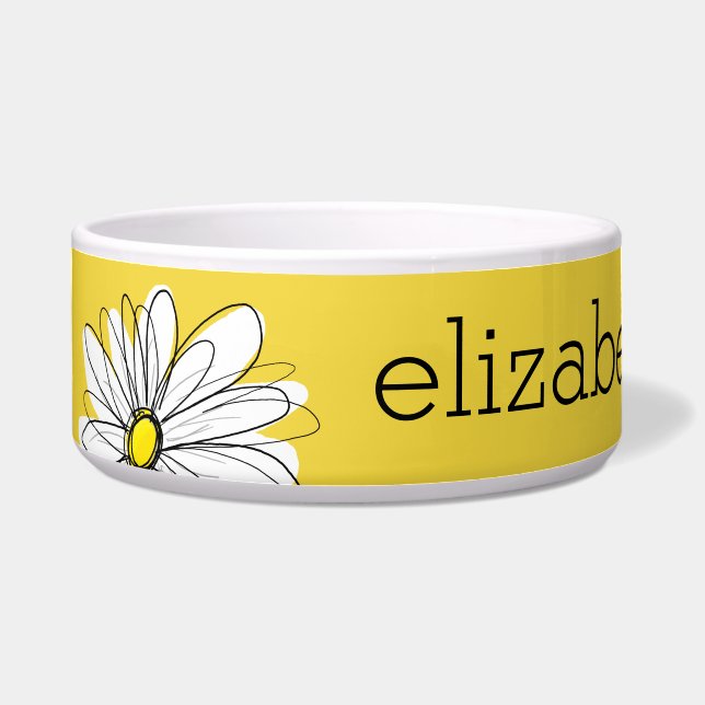 Yellow and White Whimsical Daisy with Custom Text (Front)