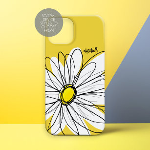 Yellow and White Whimsical Daisy with Custom Text iPhone 11 Pro Case