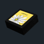 Yellow and White Whimsical Daisy with Custom Text Gift Box<br><div class="desc">A zen and whimsical,  hipster piece of art. You can add a name,  monogram or other custom text. If you need to move the art around,  click on the customize button to make changes.</div>
