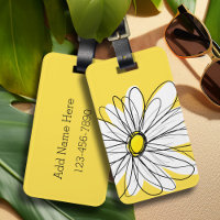 Yellow and White Whimsical Daisy with Custom Text