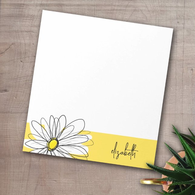 Yellow and White Whimsical Daisy with Custom Text Notepad (Creator Uploaded)