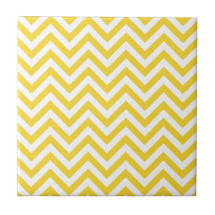 Yellow and White Zigzag Stripes Chevron Pattern Tile
