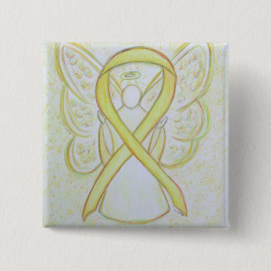 Yellow Angel Awareness Ribbon Art Pins