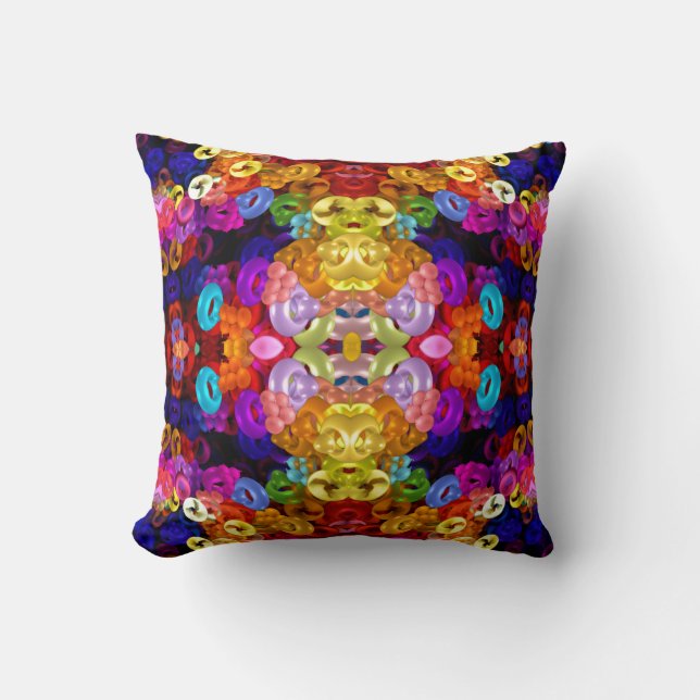 Yellow-Angel-Bug Mandala Throw Pillow (Front)