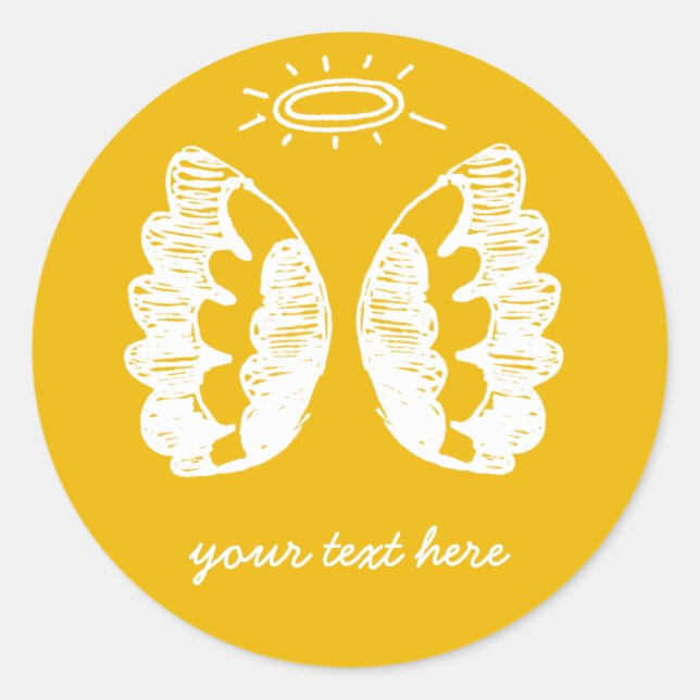 Yellow Angel Classic Round Sticker (Front)