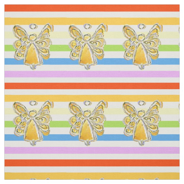 Yellow Angel Rainbow Stripe Fabric Art Material (Swatch)