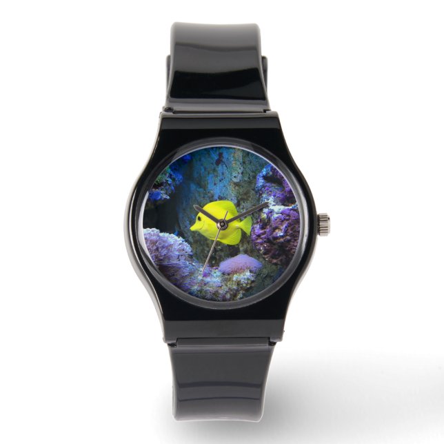 Yellow Angelfish and Coral Photo Watch (Front)
