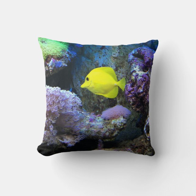 Yellow Angelfish Throw Pillow (Front)