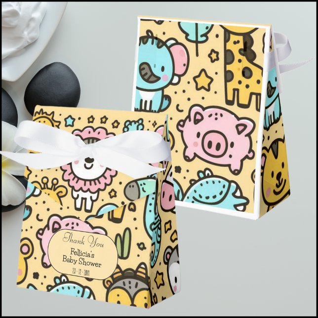 Yellow Animals Doddles Thank You Favor Box (Creator Uploaded)