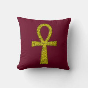 Yellow Ankh Throw Pillow