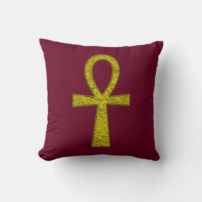 Yellow Ankh Throw Pillow (Front)