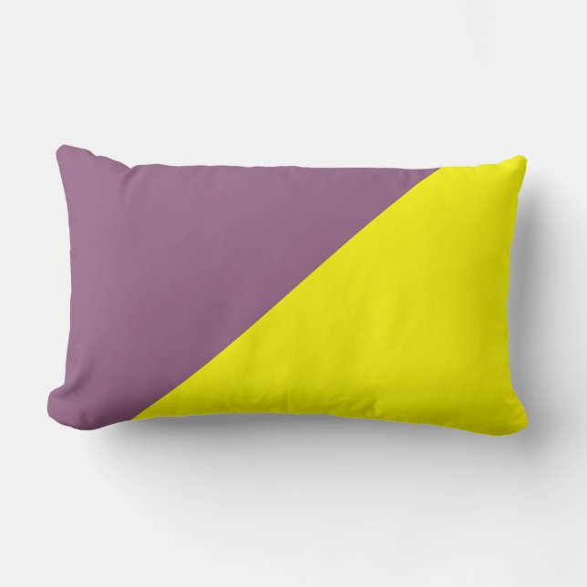 Yellow & Antique fuchsia Solid Colour Background Lumbar Pillow (Front)