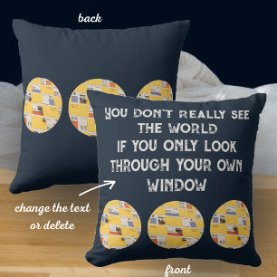 Yellow apartment building throw pillow
