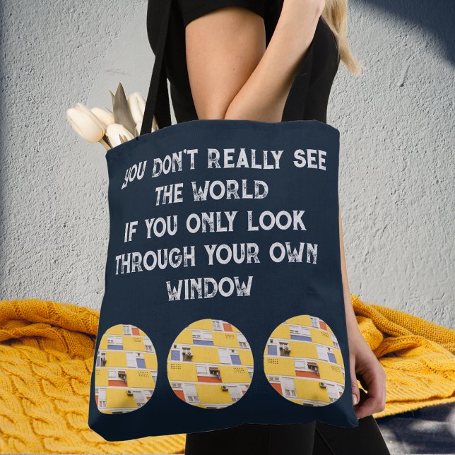 Yellow apartment building travel inspiration tote bag (Creator Uploaded)