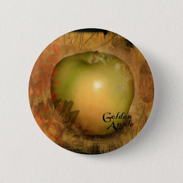 Yellow Apple 2 Inch Round Button (Front)