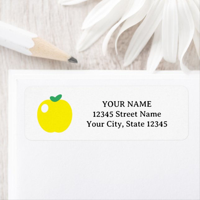 Yellow apple drawing return address labels (Insitu)
