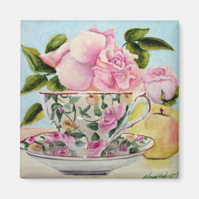 Yellow Apple & Tea Cup Magnet (Front)