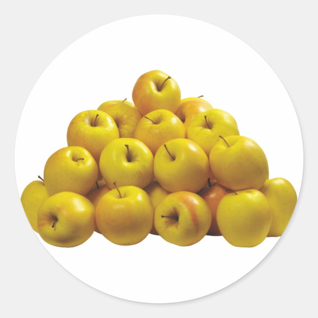 Yellow Apples Classic Round Sticker (Front)