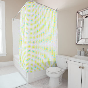 Yellow Aqua Chevron Zigzag Dots Shower Curtains