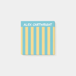 Yellow & Aqua Stripes With Your Name Post-it Notes