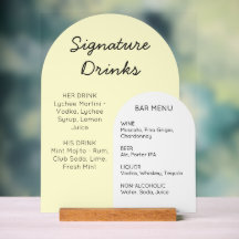 Yellow Arch Wedding Bar Sign Custom Display