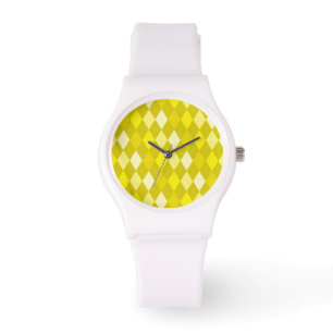 Yellow argyle pattern watch