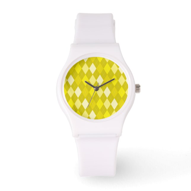 Yellow argyle pattern watch (Front)