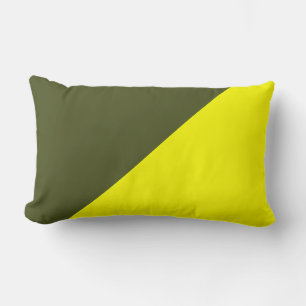 Yellow & Army green Solid Colour Background Lumbar Pillow